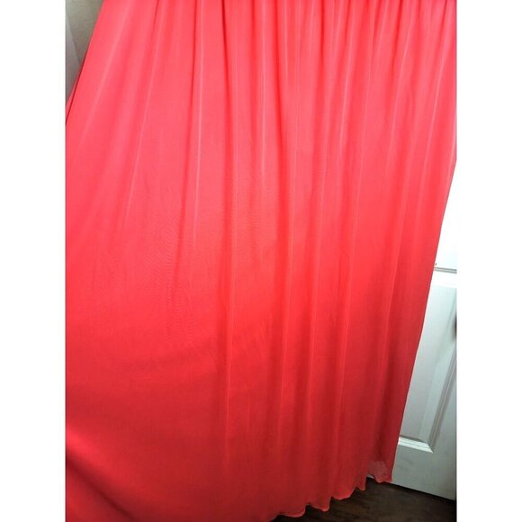 David's Bridal Elegant Coral Sleeveless Maxi Dress With Draped Front & Back - Picture 9 of 13